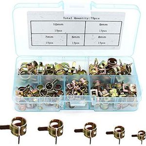 Brandstofleidingsklemmen, 75 stuks brandstofleiding, slangklemmen, 6-10 mm, veerslangklemmen, brandstofleiding, waterleiding, luchtslang, vacuüm slangklem