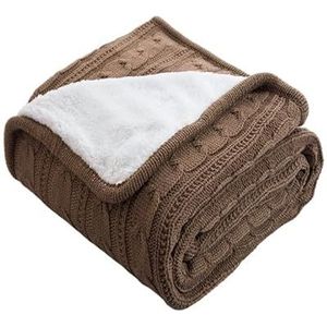 Deken - Coffee - 120x180cm - Warme Zachte Sherpa - Draagbaar Gebreid Fleece