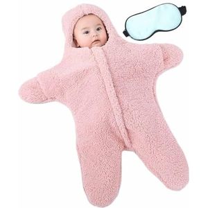 Baby Zeesterren Onesie, Baby Warme Slaapzak Baby Jongen Meisje Winter Jumpsuit Outfit Dikke Fleecedeken (Color : Pink, Size : 3-6 Months)