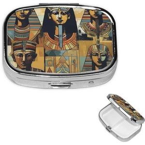 Pillendoos Geneeskunde Pillenorganisator Oude Egypte Stam Serie Kleine Pillenkoker Reizen Pillencontainer Draagbare Pillendoos voor Pocket 2 Compartimenten Pillenhouder Pillendozen voor Reizen