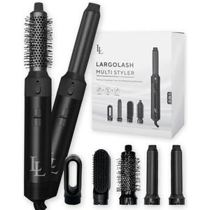 Largolash 5-in-1 Föhnborstel, Multistyler met Auto-Wrap krullers Multifunctionele Set, Airstyler, Heteluchtborstel, Krulborstel, Stijlborstel, Thermal Brush, Geschikt voor Alle Haartypes (Zwart)