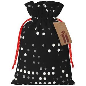 Zwarte Ronde Dot Herbruikbare Kerst en Festival Gift Bags,Gift Packaging Bags Stijlvolle Doek bewerkte Zakken