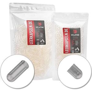 2000 stuks afzonderlijke capsulehelften | maat 0 | RIND GELATINE capsules | lege capsules met maat inhoud | transparant | geen voorafgaand openen nodig | halal kosher gecertificeerde supplementen (2000)