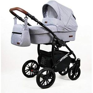 Lux4Kids Kinderwagen Optimum 3-in-1 2-in-1 Megaset Buggy autostoel babyzitje sportstoel Silver Flex 2-in-1 zonder autostoel