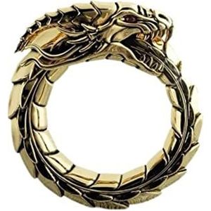 CHUNNUAN Gothic Punk Vintage Rvs Draak Ring Mannen Amulet Draak Mythologie Dier Mannen Ring Retro Viking Draak Ring Sieraden-9, Gouden Kleur
