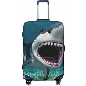 TOMPPY Ocean Shark Gedrukt Bagage Cover Anti-Kras Koffer Protector Elastische Koffer Cover Past 45-81 cm Bagage, Zwart, Medium