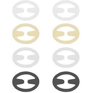 BH-riemclip, dames beha, dragerhouder, onzichtbare beha, drager, clipset voor dames en vrouwen (transparant, teint, wit, zwart), 8 stuks ovaal