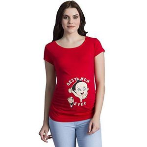 Best Mom Ever - Grappige grappige schattige zwangerschapsmode met motief zwangerschapsshirt voor de zwangerschap T-shirt zwangerschapsshirt, korte mouwen, rood, M