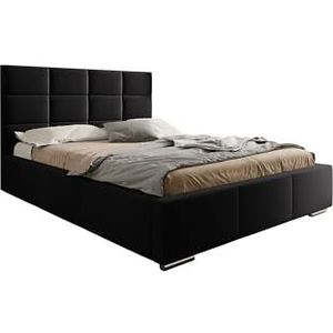 SEELLOO Elegant MIA premium gestoffeerd bed één persoon ligvlak fluwelen stof voor twee personen ligoppervlak 160x200 cm grootte van het bed 219x179x102 cm zwart