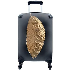 MuchoWow® Koffer - Zwart - Blad - Goud - Past binnen 55x40x20 cm en 55x35x25 cm - Handbagage - Trolley - Fotokoffer - Cabin Size - Print
