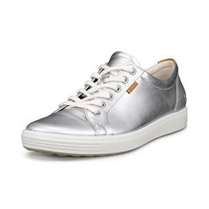 ECCO Dames Soft 7 430003 Nubuck Trainer, metallic zilver, 37 EU