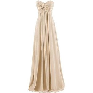 WTW vrouwen Strapless lange chiffon formele avond partij jurk bruidsmeisje jurk