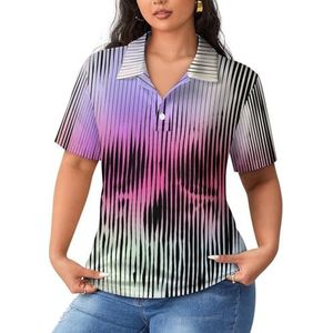 Kleurrijke Disco Schedel Vrouwen Sport Shirt Korte Mouw Tee Golf Shirts Tops Met Knoppen Workout Blouses