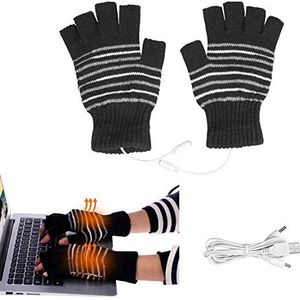 Yunhany Direct 1 paar 5 V USB verwarmde behaaglijke handschoenen winter volle halve vingers USB-verwarming warme vorstbestendige handschoenen - paars