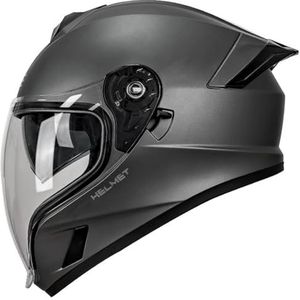 Motorhelm Systeemhelm Met Dubbel Vizier DOT/ECE Gecertificeerd Integraalhelm Scooterhelm Motorhelm Voor Dames En Heren E,M/55-56CM