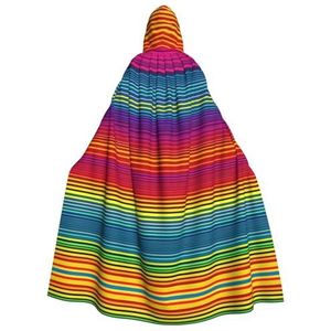 FRGMNT Regenboog Patroon Print Mannen Hooded Mantel, Volwassen Cosplay Mantel Kostuum, Cape Halloween Dress Up, Hooded Uniform