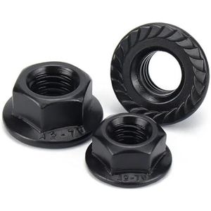 304 roestvrij staal zeskant flensmoer slip gekarteld spinlock zeskant metalen slot(Black,M12)