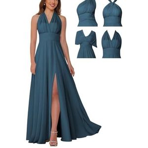 Infinity bruidsmeisjesjurken voor dames, lange chiffon converteerbare formele avondjurk, Turkoois, 32
