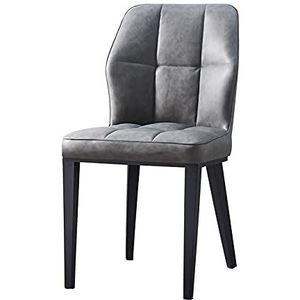 GEIRONV 1 stuks moderne eetkamerstoelen, zacht PU Lederen kussen stoel carbon stalen poten bureaustoel keuken woonkamer zijstoelen Eetstoelen (Color : Dark gray)