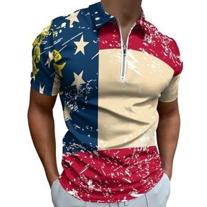 Retro Georgië Staat Vlag Half Zip-up Polo Shirts Voor Mannen Slim Fit Korte Mouw T-shirt Sneldrogende Golf Tops Tees XS