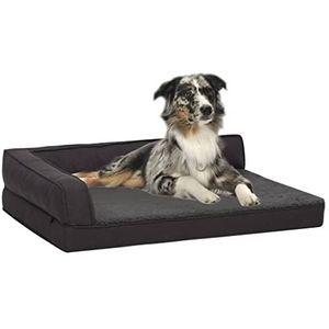 Hondenbed ergonomisch linnen-look 60x42 cm fleece zwart+ Materiaal: 100% polyester stof in linnen-look en fleece