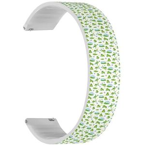 Solo Loop band compatibel met Garmin Forerunner 165/165 Music, Forerunner 35/45/45S (Funny Little Frogs Jumping) Quick-Release 20 mm rekbare siliconen band band accessoire, Siliconen, Geen edelsteen