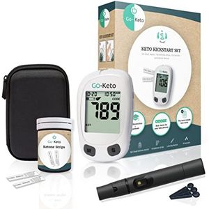 Go-Keto Ketone Kickstart Set (mg/dl) - Ketonemeter, Keton Test Strips & Accessoires in een Set, Keto Meter voor een Succesvol Keto Dieet, Keton Check voor thuis & en onderweg