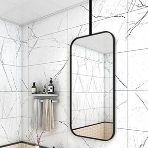 Plafondhangende spiegel, vierkant | HD Wall ijdelheid make-up spiegels, plafond gemonteerde giek drijvende decoratieve spiegel voor woonkamer slaapkamer badkamer inzendway, afgeronde hoeken ingelijst
