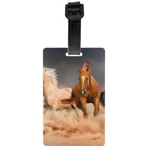 Galopperende bruine paarden in woestijn gedrukt, bagagelabels PVC naamplaatje reiskoffer Identifier ID Tags Duurzaam bagagelabel