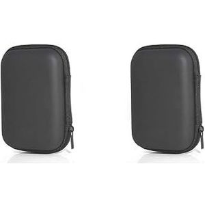 2 set Draagbare Oortelefoon Carry Case Oordopjes Headset Opbergdoos Opladen Draad Multifunctionele Bescherming Pouch Outdoor Reizen Zwart