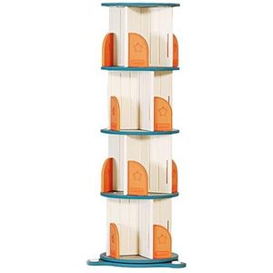 4-laags Draaibare Boekenplank, 360° Draaibare Boekenkast, CD-displayrek Hoekdisplay Opbergrek Vloerstaande Boekenplank Slaapkamer Woonkamer Studeerkamer (Color : Orange, Size : 51x51x132cm)