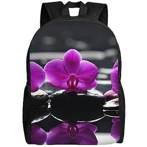 Paarse Vlinder Orchidee Rugzak Casual Reizen Dagrugzakken Lichtgewicht Laptop Tassen Camping Tas Voor Vrouwen Mannen, Zwart, One Size, Reizen Rugzakken