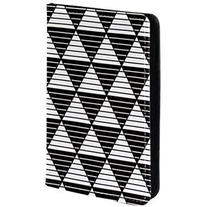 Paspoorthouder, paspoorthoes, paspoortportemonnee, reisbenodigdheden abstracte streep driehoeken zwart-wit patroon, Meerkleurig, 11.5x16.5cm/4.5x6.5 in