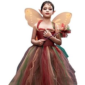 Feeënvleugels kostuum voor meisjes | Charmant elfenfeekostuum,4st Fairy Prinses Jurk Voor Meisjes Met Vleugels Fairy Stick Ear Set Verjaardagsfeestje Founcy