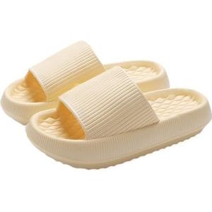 fengqingyunyan0304 Slides, comfortabele zomerpantoffels met dikke zool voor dames en heren, voor badkamer en thuis, voor dames en heren, geel, 43 EU
