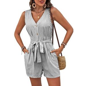 yk8fass Jumpsuit met V-hals en veters zi-8142, Lichtgrijs, 7