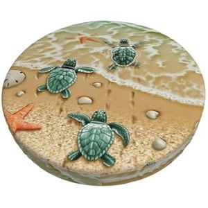 GRatka Hoes voor ronde kruk, barstoelhoes, anti-slip, slipvast zitkussen, 30 cm, schildpadden op het strand