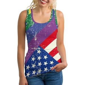 Gemengde homo vlag met Amerikaanse vlag dames tank top mouwloos T-shirt pullover vest atletische basic shirts zomer bedrukt