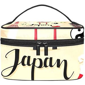 Reizen Make-up Cosmetische Case Opbergtas Toeristische Japan Reizen Set Collectie Patroon Cosmetische Tas Draagbare Voor Meisjes Vrouwen, Meerkleurig, 22.5x15x13.8cm/8.9x5.9x5.4in
