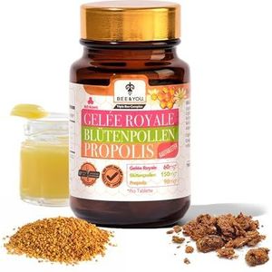 Bee & You Royal Jelly bijenpollen propolis met 500 mg tabletten (kauwtabletten - propolis extract - 60 capsules van 500 mg elk - geen toevoegingen - eerlijke handel)
