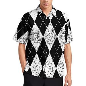 Argyle Geruit, preppy stijl, Hawaiiaans shirt voor heren, zomer, strand, casual, korte mouwen, button-down shirts met zak