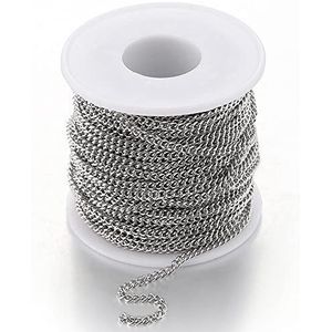 QA 2 meter roestvrij staal DIY platte ketting metalen sieraden maken kabel ketting kettingen accessoires voor handgemaakte armband componenten Y906 (kleur: staal kleur, maat: 3.0mm)