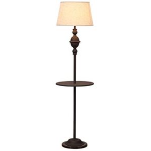 Vloerlamp Staanlamp Amerikaanse eenvoudige ijzeren vloerlamp met planken stof lampenkap vloer licht staande lamp for woonkamer slaapkamer studeren Staande Lamp(Remote control)
