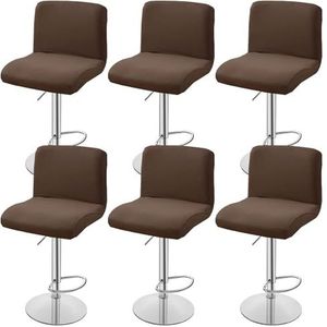 Pwzybxl Barkrukhoezen, 6 Pieces Barkruk Stoelhoezen Stretch Barstoelhoezen met Rugleuning Wasbaar Swivel Hoes Voor Barkruk-Bruin-Set van 6