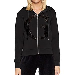 GUESS Women's Eco Long Sleeve Daphne Hood Sweatshirt, Jet Black, Medium