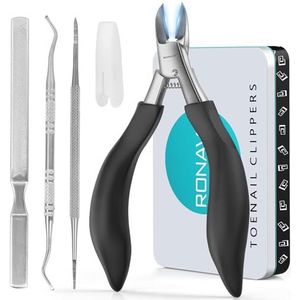 RONAVO Toenail Clippers for Thick Nails (Zwarte set (voor ingesloten nagels))