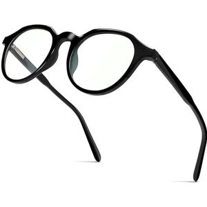 Joopin Heren Dames Blauw Licht Computerbril, Ronde Transparante Gaming Bril Blue Light Blocking Glasses Mannen Vrouwen (Helder Zwart)