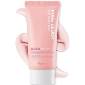 A'PIEU Pure Block Tone Up Zonnebrandcrème SPF 50+/PA+++ 50ml | Koreaanse Tone-Up Sun Foundation