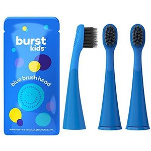 BURST Kids Elektrische Tandenborstel Vervangende Hoofden 3-Pack, Blauw - Ultra Zachte Haren voor Diepe Reiniging - Perfecte pasvorm met BURSTKids Sonic Kids Tandenborstel - 9 maanden voorraad
