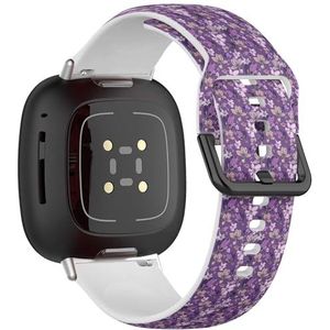 Zachte sportband compatibel met Fitbit Sense/Sense 2 / Versa 4 / Versa 3 (giftige bloemen paars op) siliconen armbandaccessoire